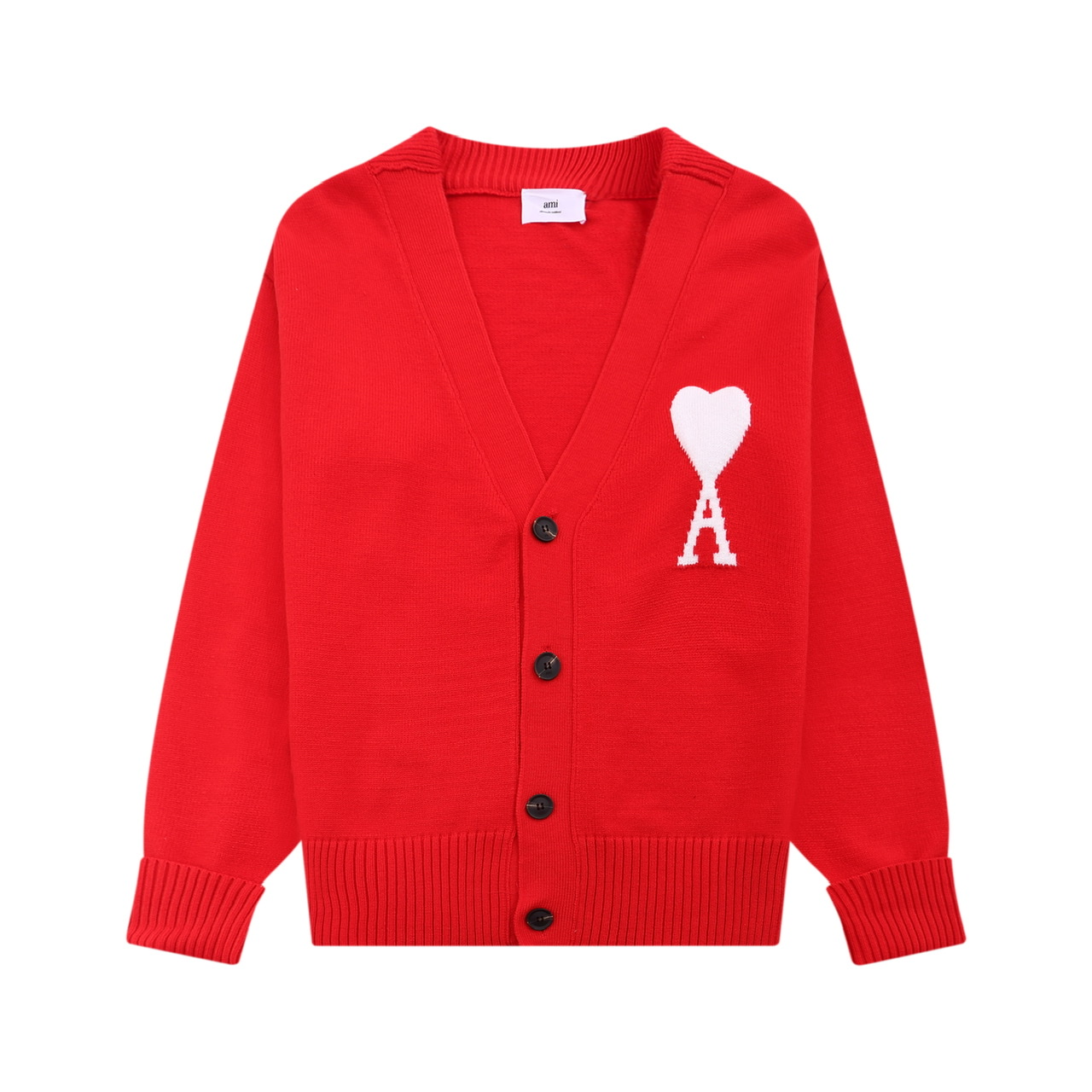 Ami Paris love sweater jacquard cardigan V-neck wool sweater loose men’s and women’s same style couple coat