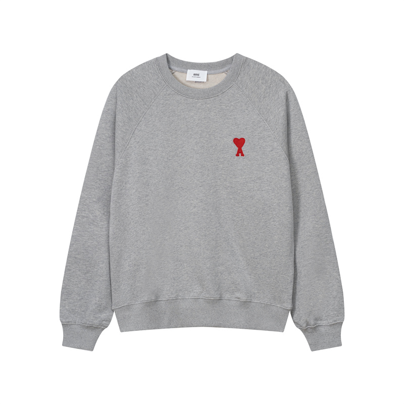 Ami paris love round neck sweater men and women couple embroidery autumn and winter loose large size casual long-sleeved top