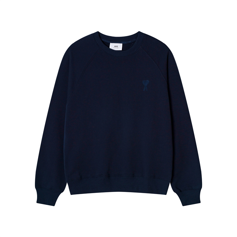 Ami paris love round neck sweater men and women couple embroidery autumn and winter loose large size casual long-sleeved top